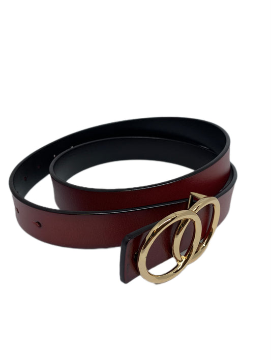 Genuine Leather Red Belt with Gold Buckle
