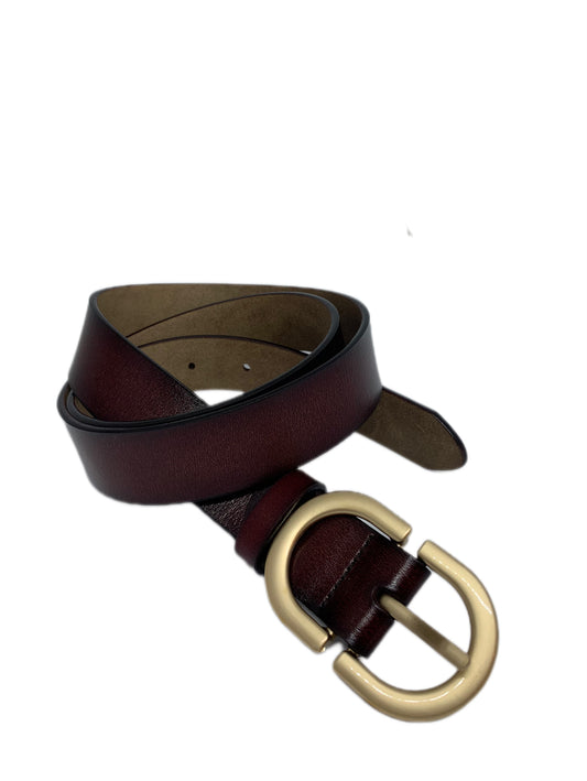 Genuine Leather Brown Belt with Gold Buckle
