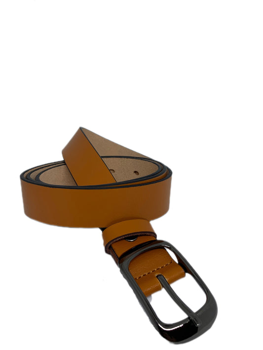 Genuine Leather Camel Belt with Black Buckle